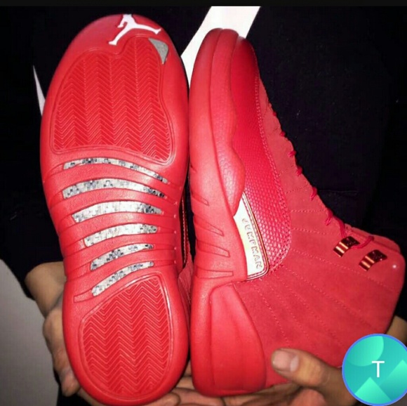 Red suede jordan 12s - Picture 2 of 2